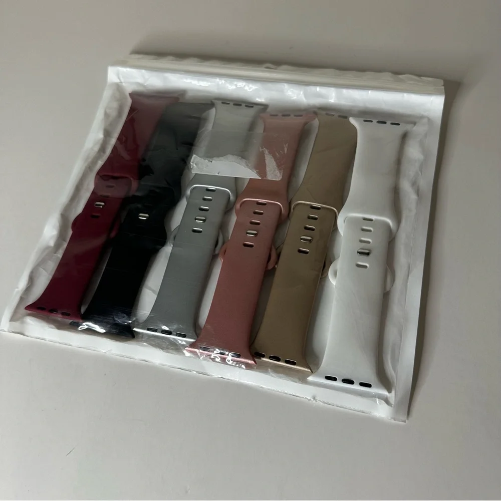 Lot Of 6 Unbranded Apple Watch Silicone Sport Bands Neutral Colors 38/40mm NEW